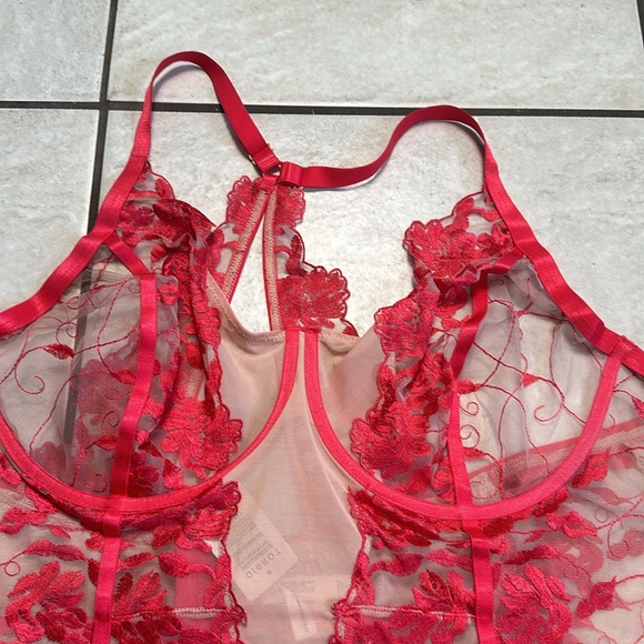 NWT Torrid Raspberry Pink Embroidered Mesh Underwire Lingerie Size 5X‎ - Picture 4 of 7